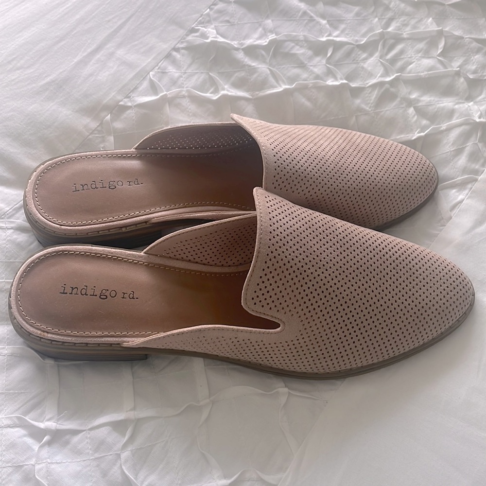 Indigo rd. Blush Pink Perforated Slip-On Mules